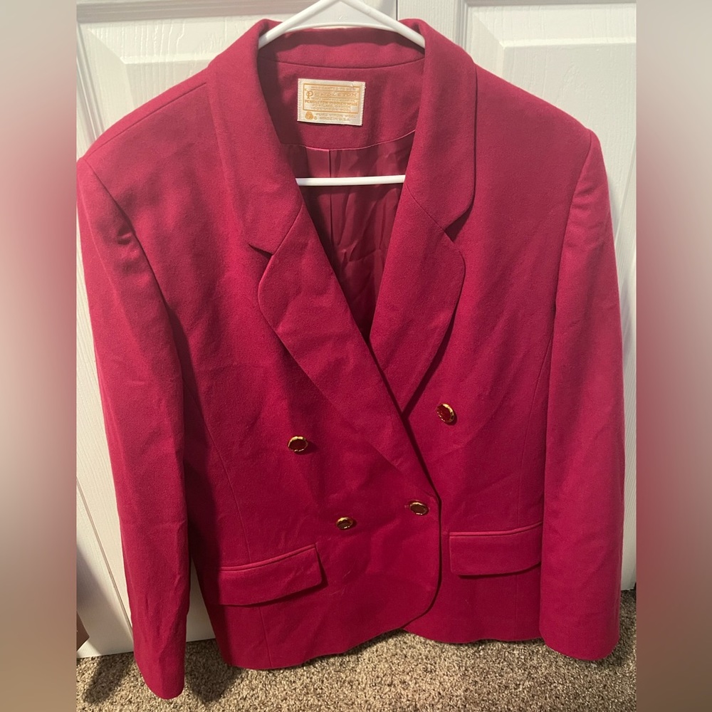 Vintage Pendleton Magenta Pink Blazer Barbiecore 100% Wool Size 12